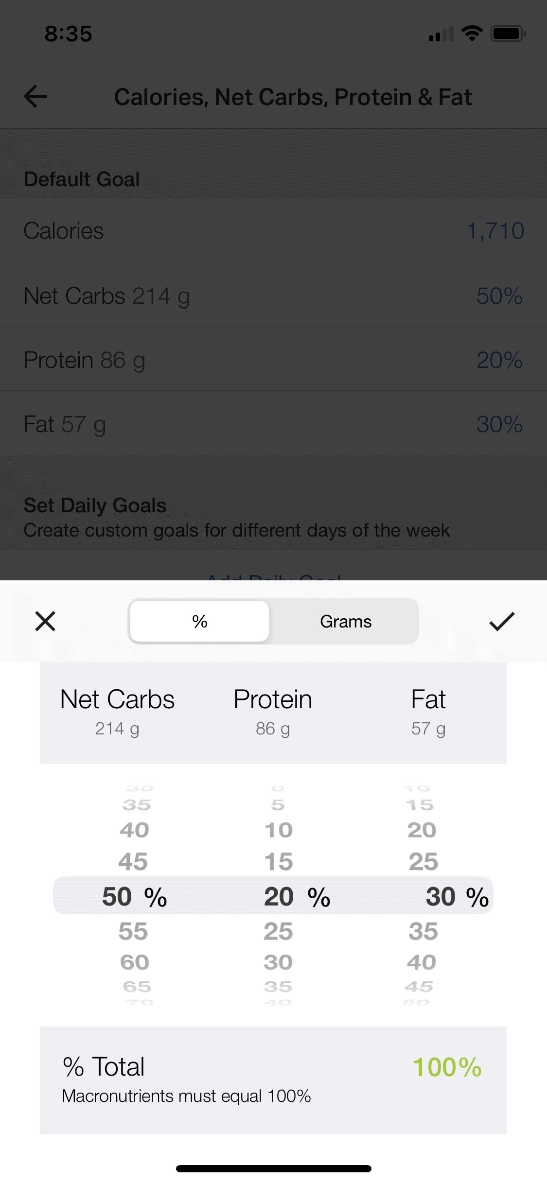 Setting macro goals in MyFitnessPal