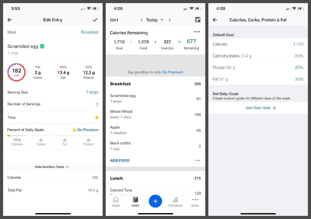 MyFitnessPal calorie tracking