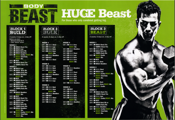 Body Beast Workout Schedule & Workout Sheets (Beachbody Program)