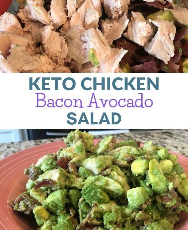 pinterest pic with keto chicken bacon salad