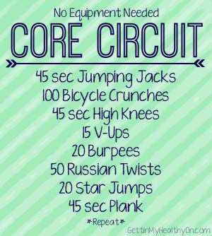 No Equipment Core Circuit Workout by Katie