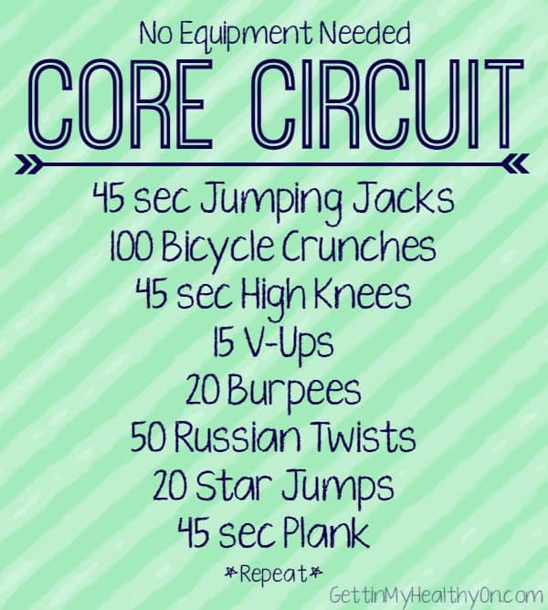 No Equipment Core Circuit Workout by Katie