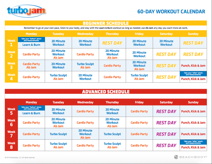 Turbo Jam Calendar Schedule