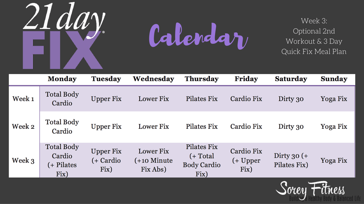 21 day fix t25 workout schedule