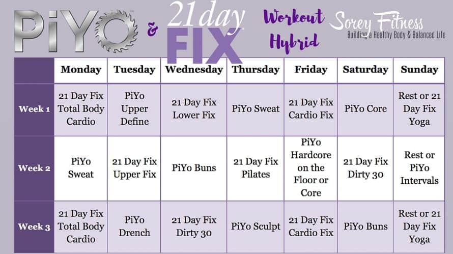 21 Dag Fikse PiYo Hybrid Trening Kalender