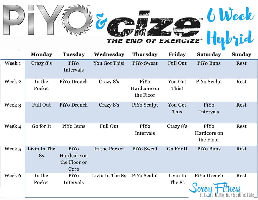 official piyo workout calendar