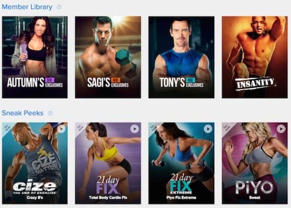 Workouts Organized with Beachbody On Demand Streaming