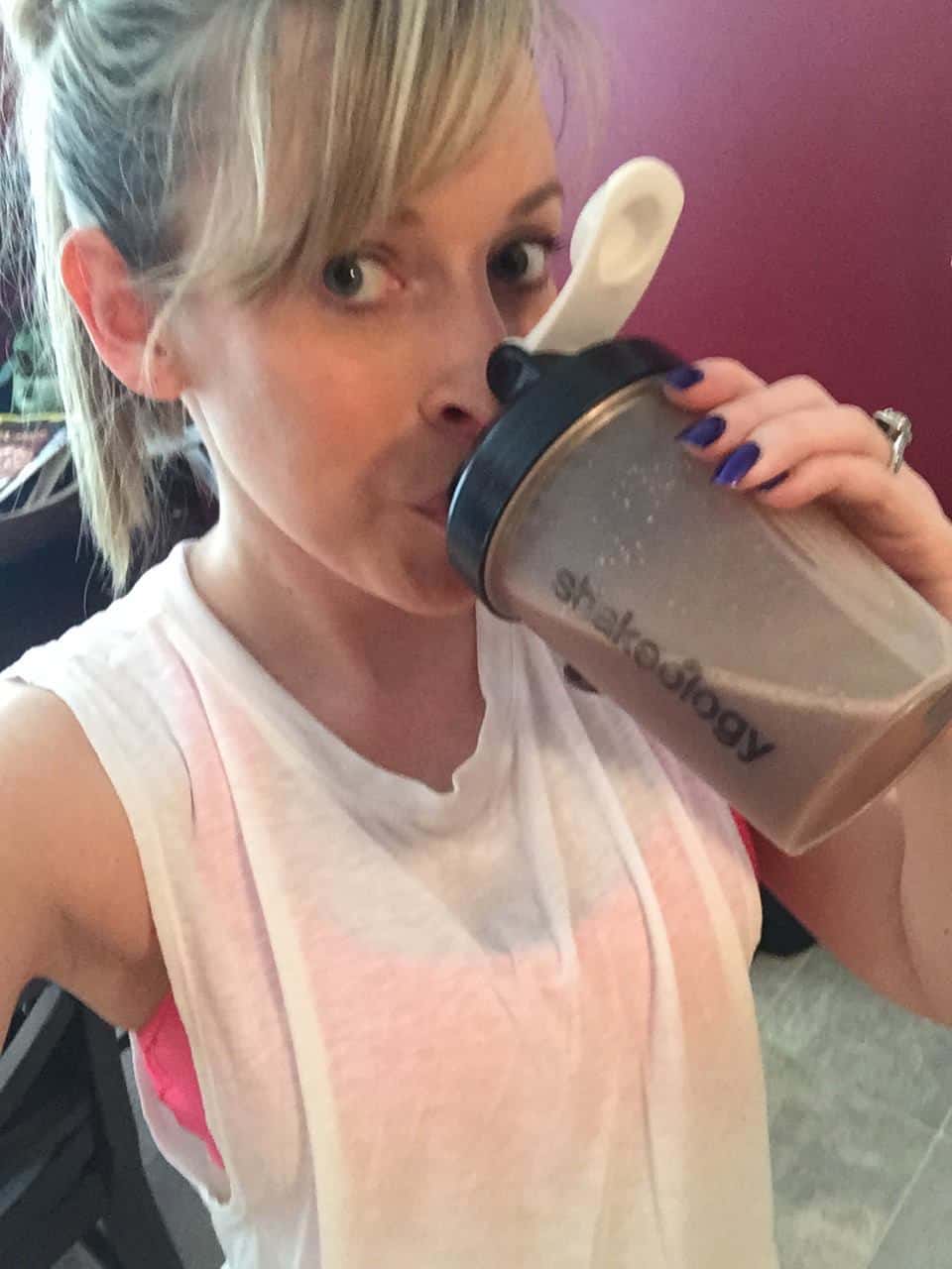 Drinking P90X Recovery Drink -- Recover from Beachbody's Performance Line