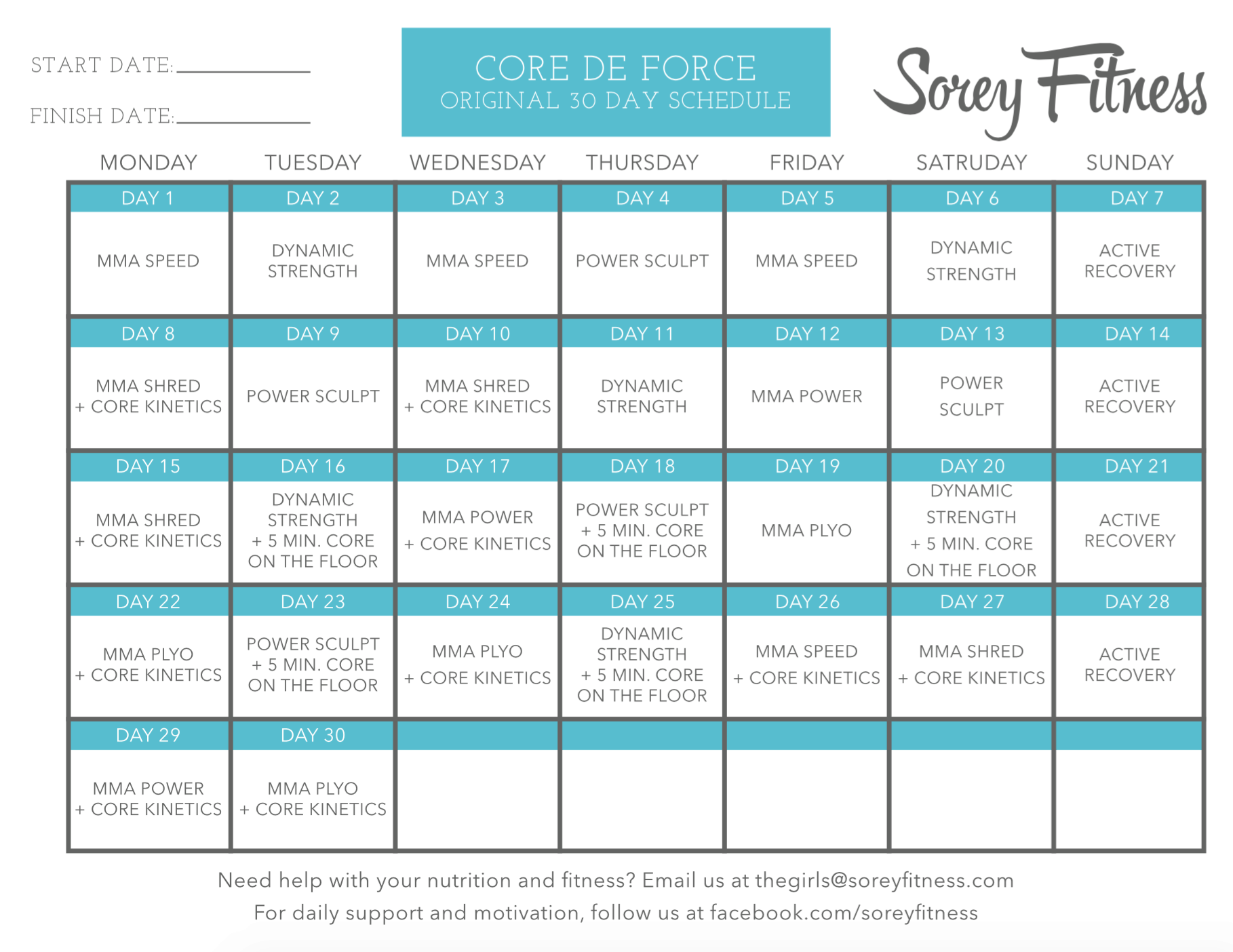 30 day best sale beachbody challenge printable