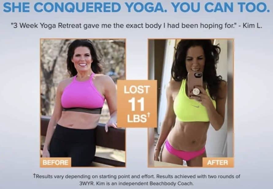 Kim's 3 week yoga retreat results