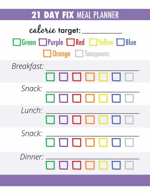 21 day fix meal plan template