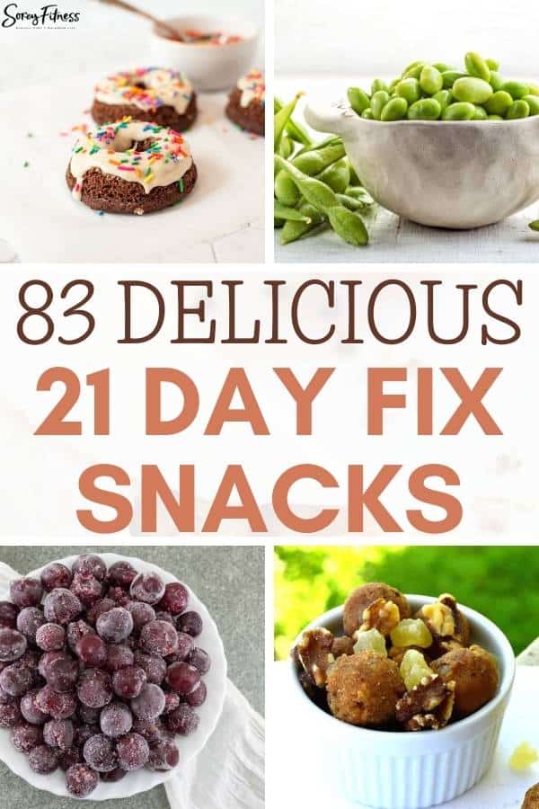 collage of 4 21 day fix snack ideas