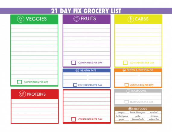 21 Day Fix Container Guide