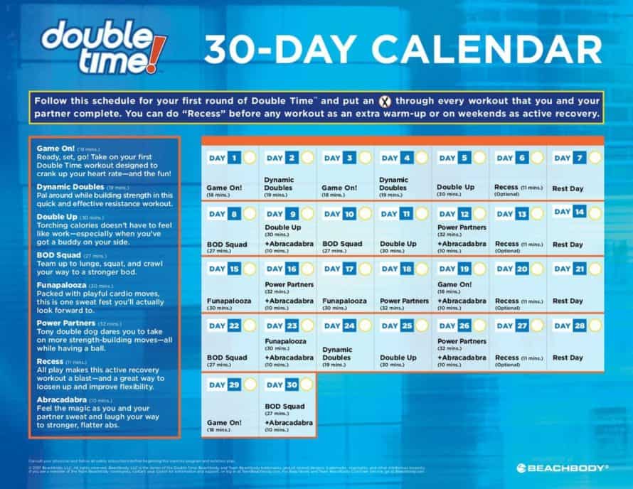 Tony Horton Double Time 30 Day Adult Calendar