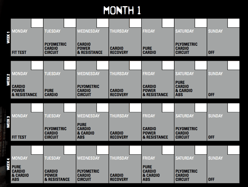 Insanity calendar