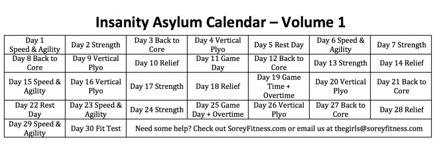 Insanity Asylum Review Calendar