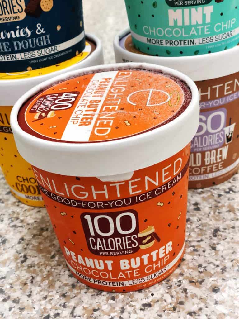 A variety of pints of Enlightened ice cream flavors