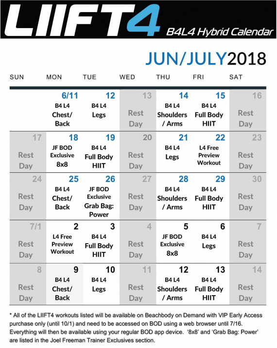 B4 LIIFT4 Early Access To Joel Freeman s New Workout B4L4 Calendar 