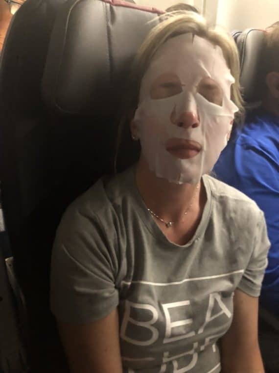 Wearing a face mask on an airplane