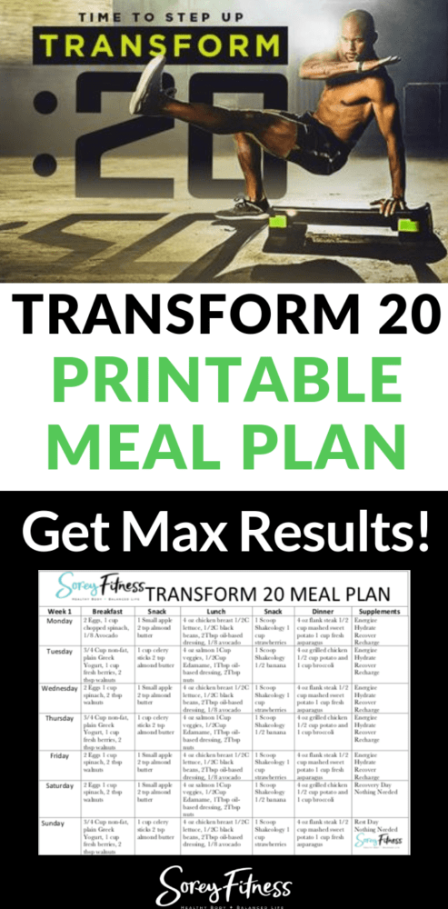 transform 20 meal plan template plan a