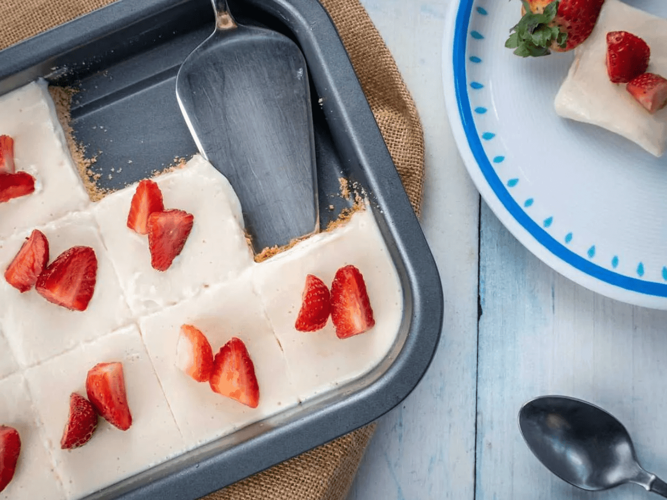 Strawberry Cream Pie Squares are Keto Friendly Desserts