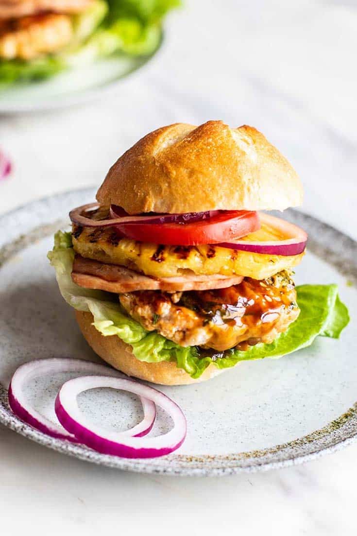 Hawaiian burger with pineapple