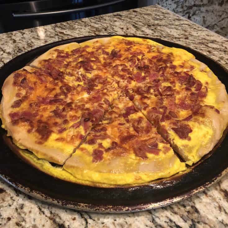 Breakfast Pizza out of the oven