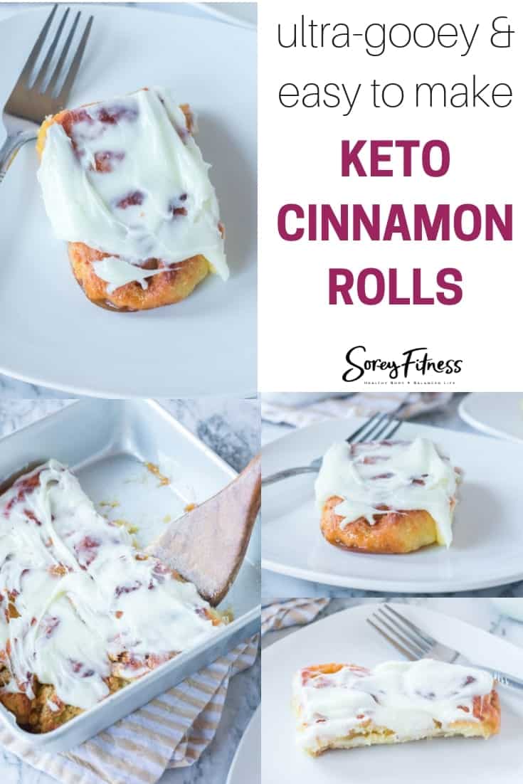 collage of the keto Cinnamon rolls with cream cheese frosting recipe