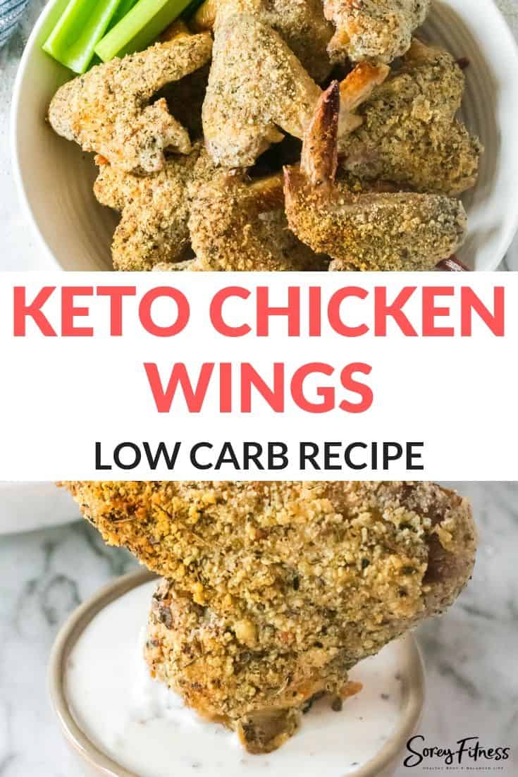 collage of the finished keto chicken wings