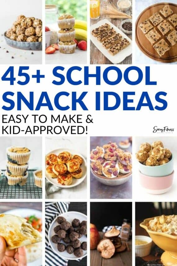 collage of 12 unique school snack ideas that are easy to make and kid approved