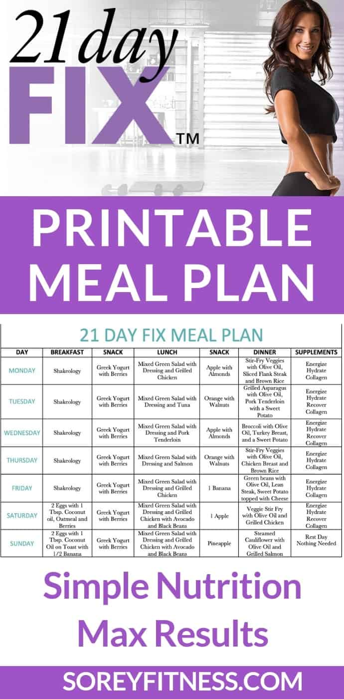 Printable 21 Day Fix Meal Plan