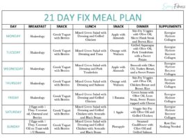 21 Day Fix 1200 Calorie Meal Plan with Containers (Plan A)