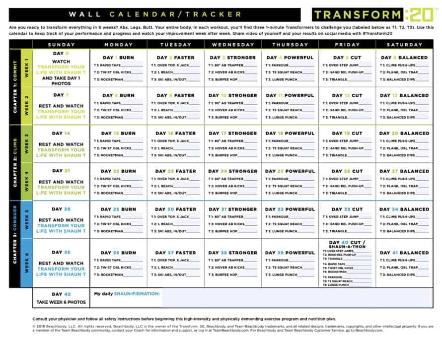 Transform 20 Calendar