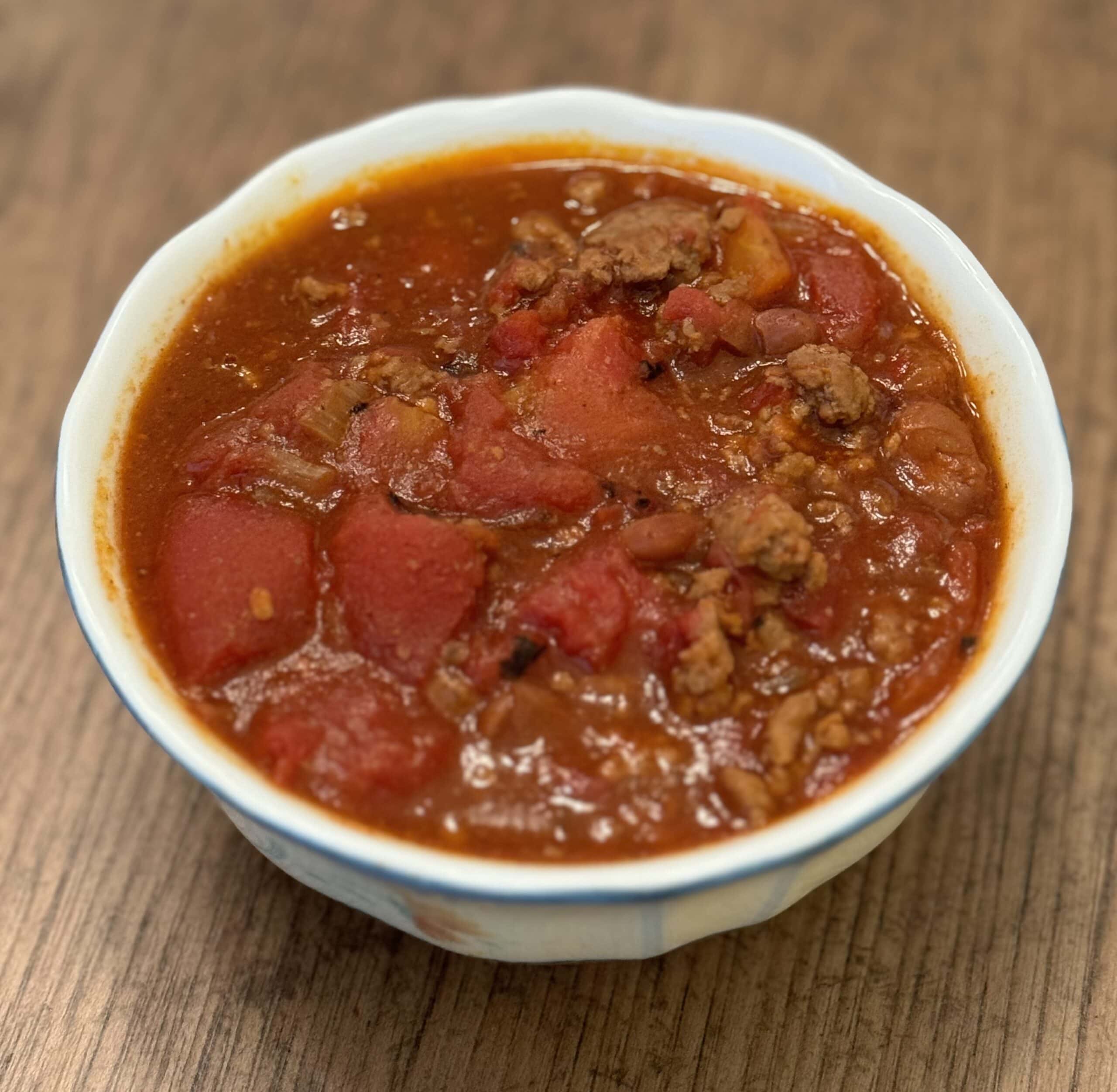 homemade chili with hamburger