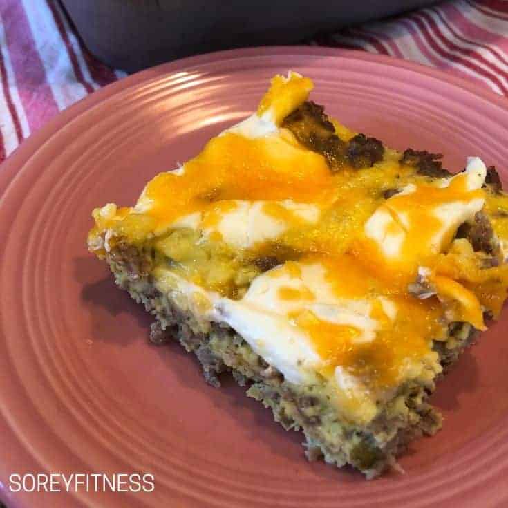 square of keto breakfast casserole