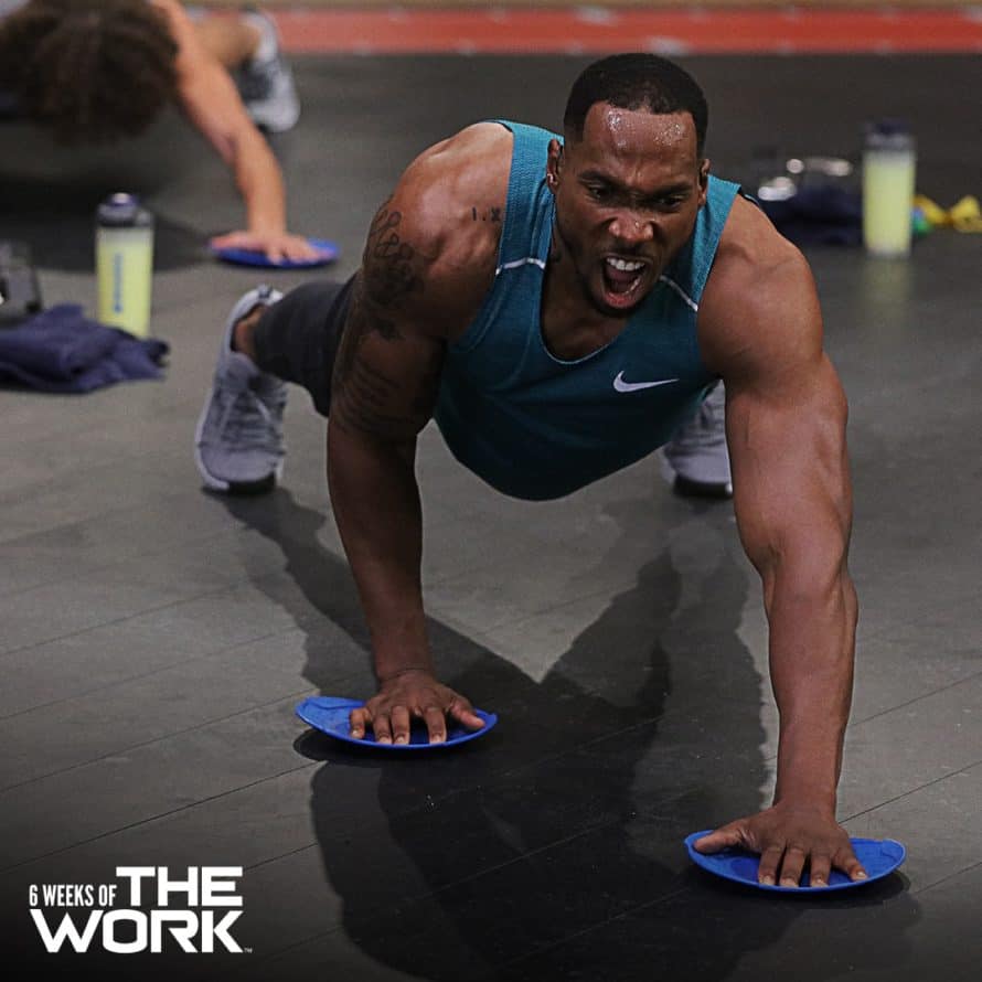 strength slides plank during 6 Weeks of THE WORK