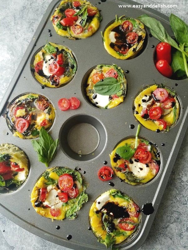 caprese egg cups from Easy and Delish