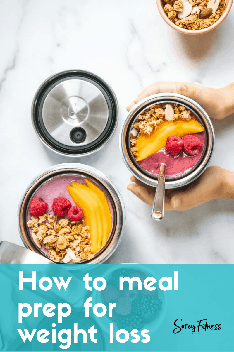 meal prep containers with fruit and yogurt