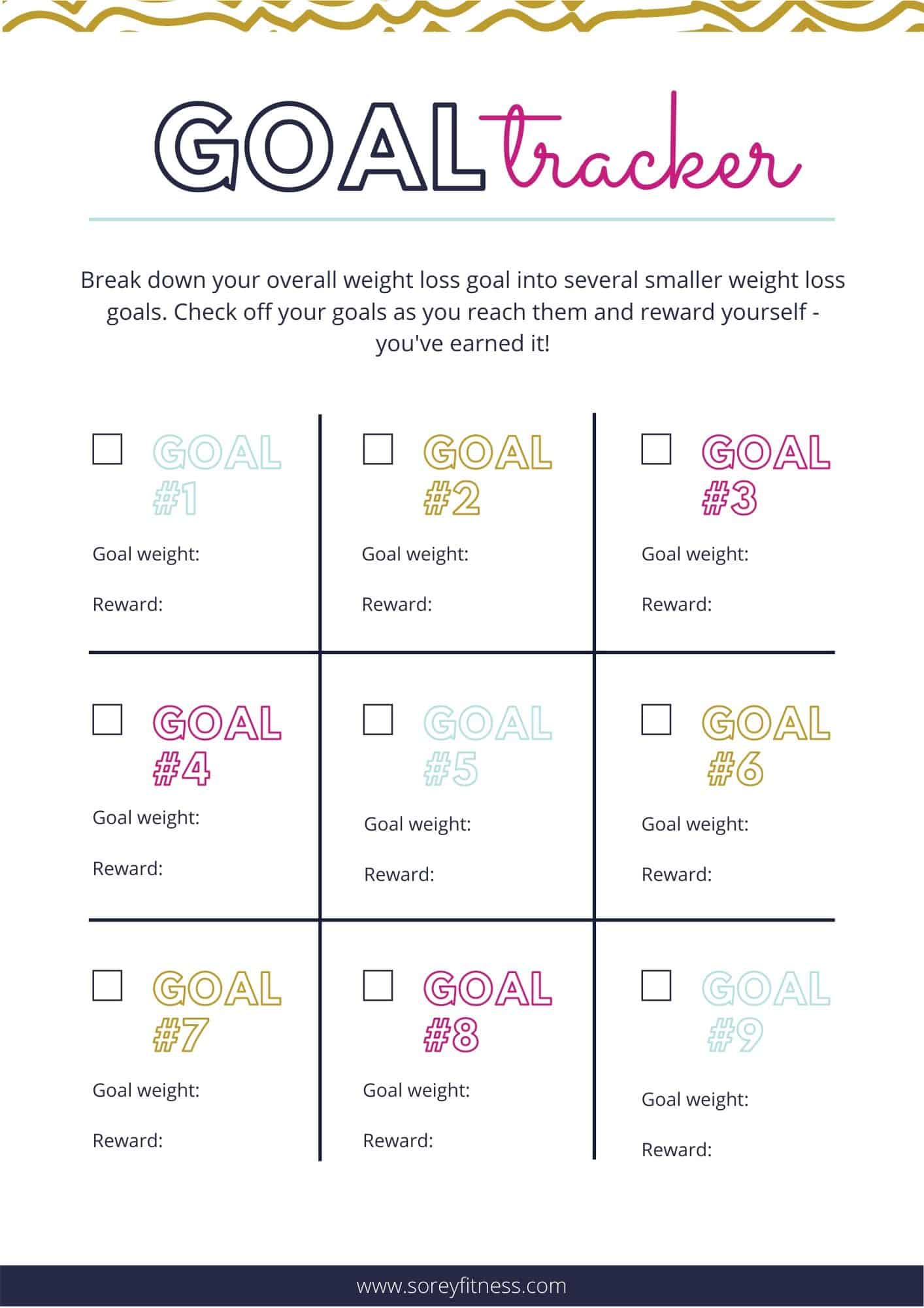 weight loss and rewards goal tracker sheet