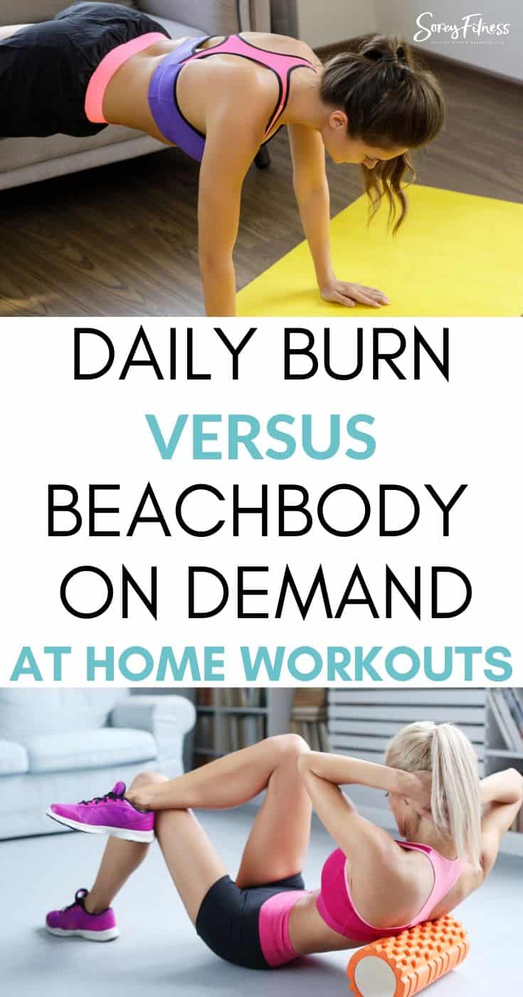 two women doing at home workouts with Daily Burn vs Beachbody on Demand