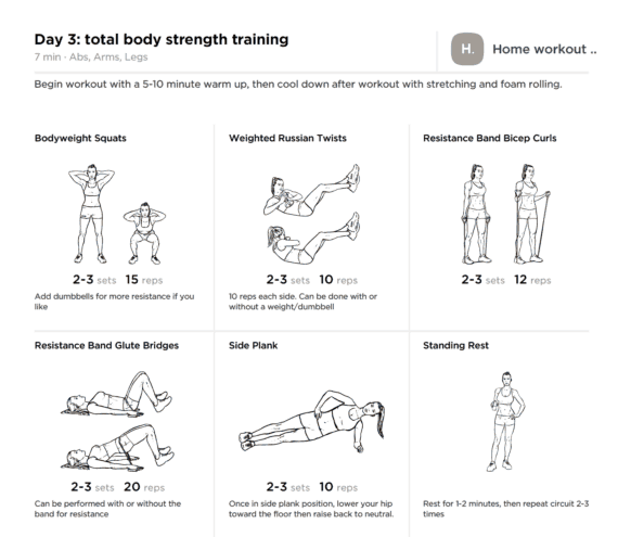 Free Printable 7 Day Home Workout for Weight Loss