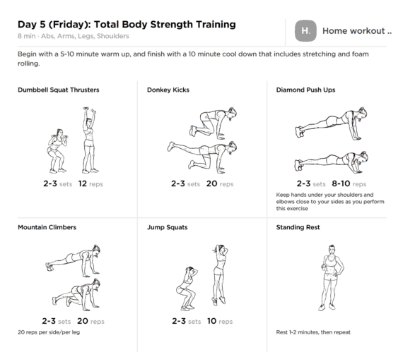 Free Printable 7 Day Home Workout for Weight Loss