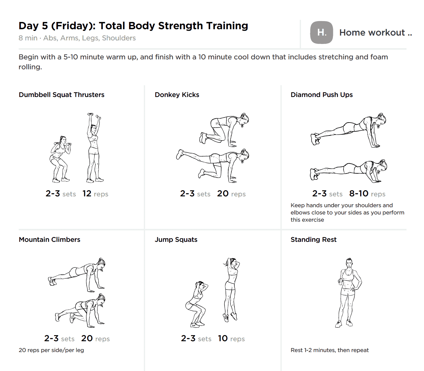 No equipment at home workout online plan