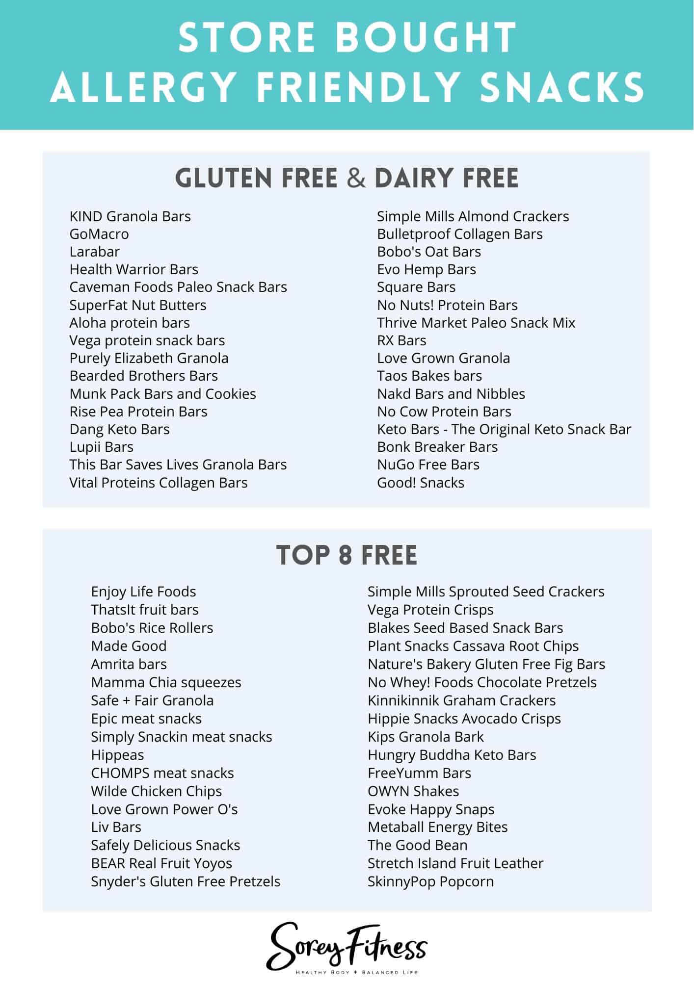 list of allergy friendly snacks