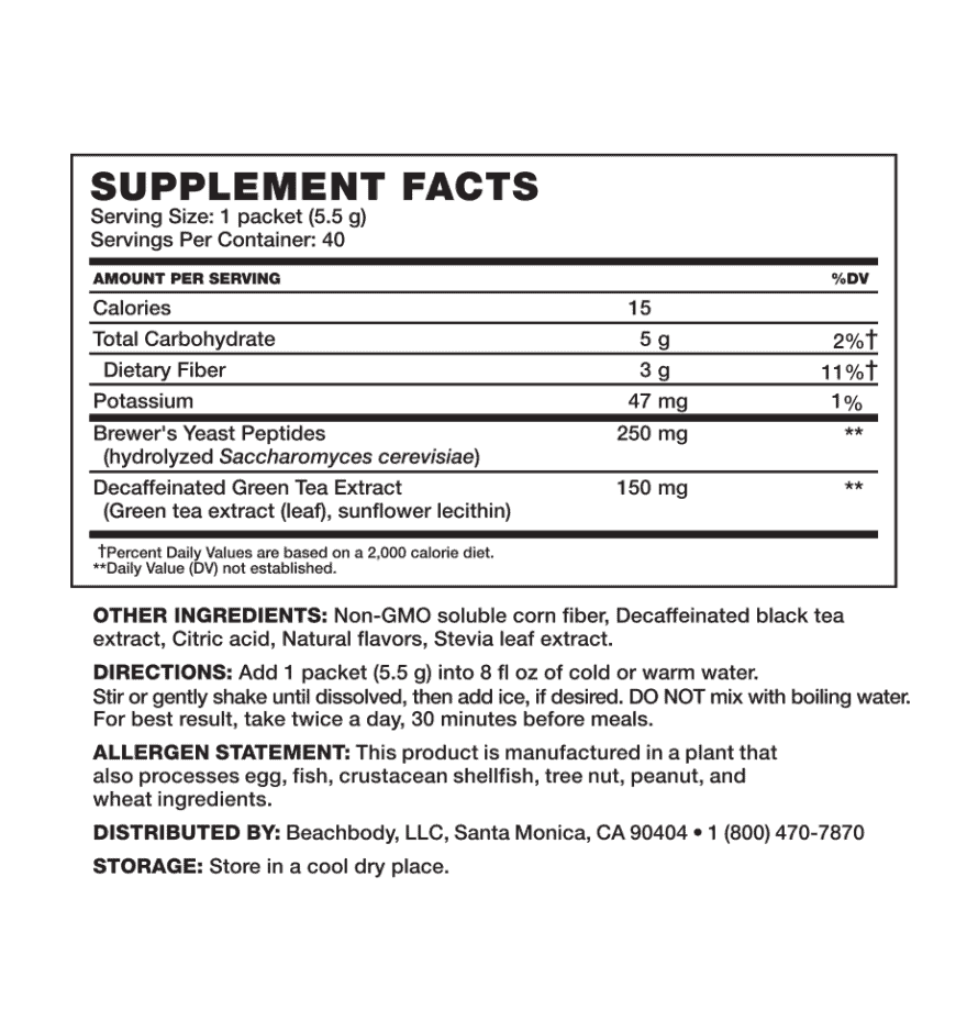 lemon bevvy nutrition label