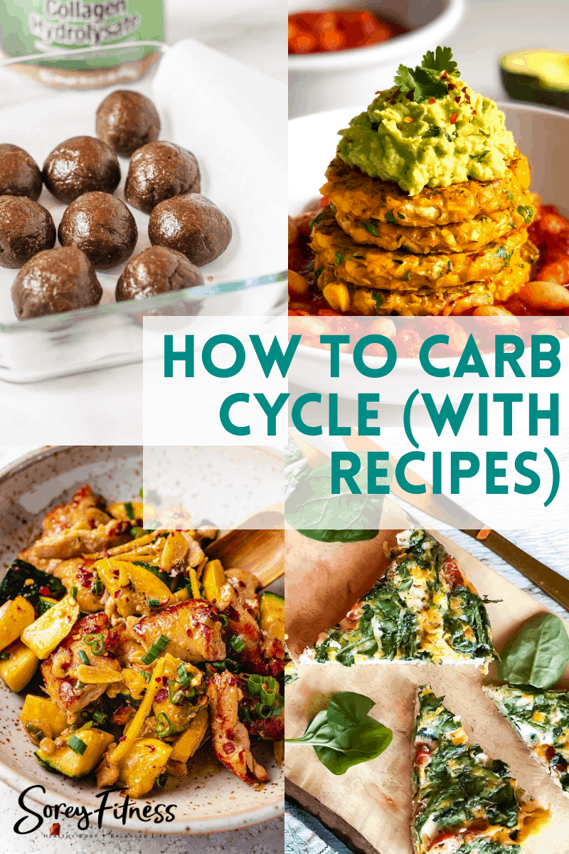 photo collage of carb cycling recipes