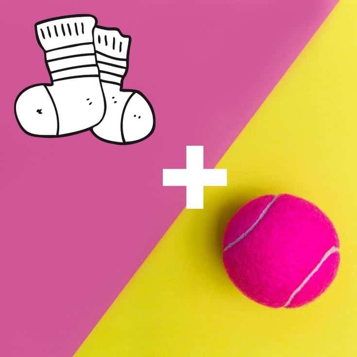 socks and a pink tennis ball