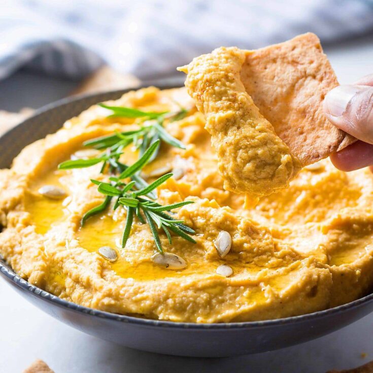Image for Roasted Garlic Easy Pumpkin Hummus Recipe | Healthy Appetizer
