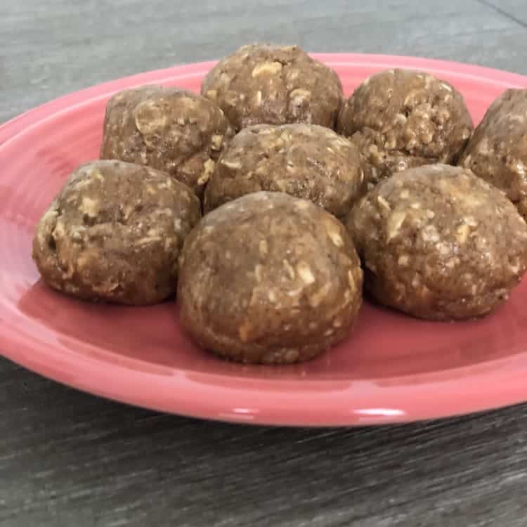 Shakeology Protein Balls on a pink plate