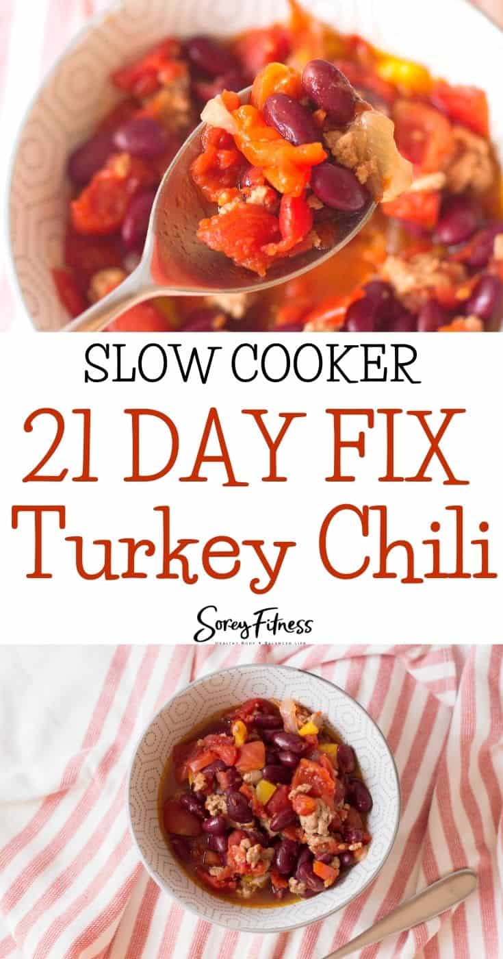 slow cooker 21 day fix turkey chili collage